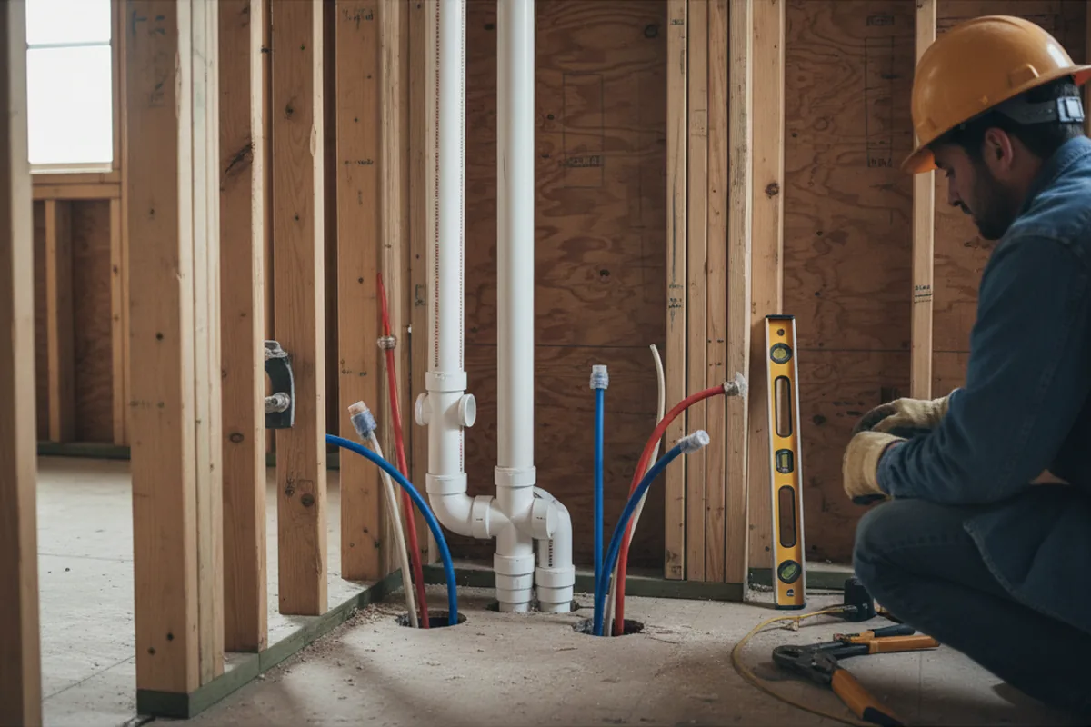 Drain and supply rough-in during Toilet Repair and Installation in Lakewood